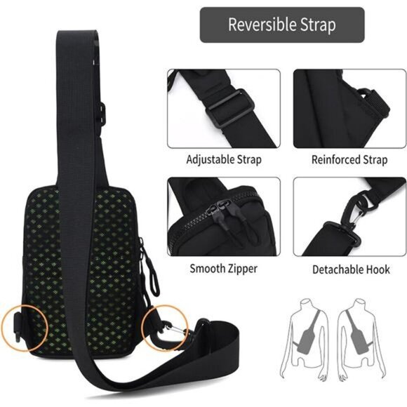 Peicees Mini Crossbody Sling Bag for Men Women Travel Running Shoulder Bag - Picture 5 of 8